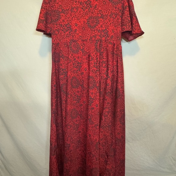 B-82 Aller Simplement Red & Black Floral Short Sleeve Tie Front Long Suit Jacket - Picture 7 of 12